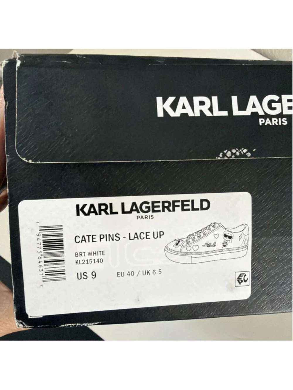 NEW Karl Lagerfeld Paris Women's Cate Pins Embellished Sneakers Size 9 Leather